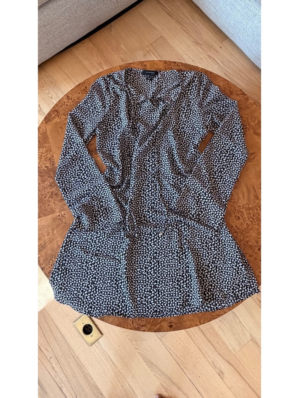 Atmosphere Black and White Patterned Long Sleeve Dress Size 8